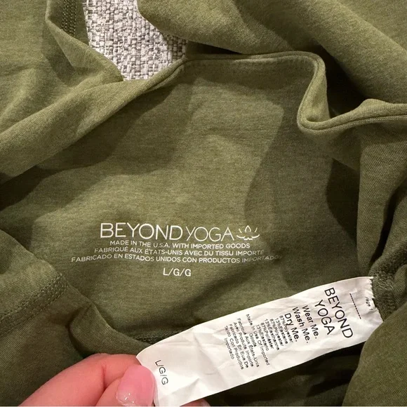 Beyond Yoga Caught in the Midi High Waisted Olive Green Leggings - Picture 6 of 9